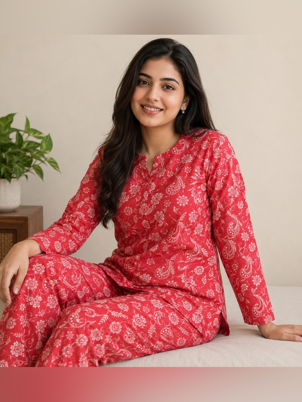 Pink Paisley Floral Pajama Set